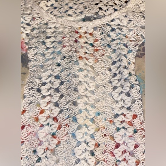 Cal Style Women Tunic Top Size L Semi Sheer Boho Hippie Crochet Floral Lace‎ - Picture 4 of 7